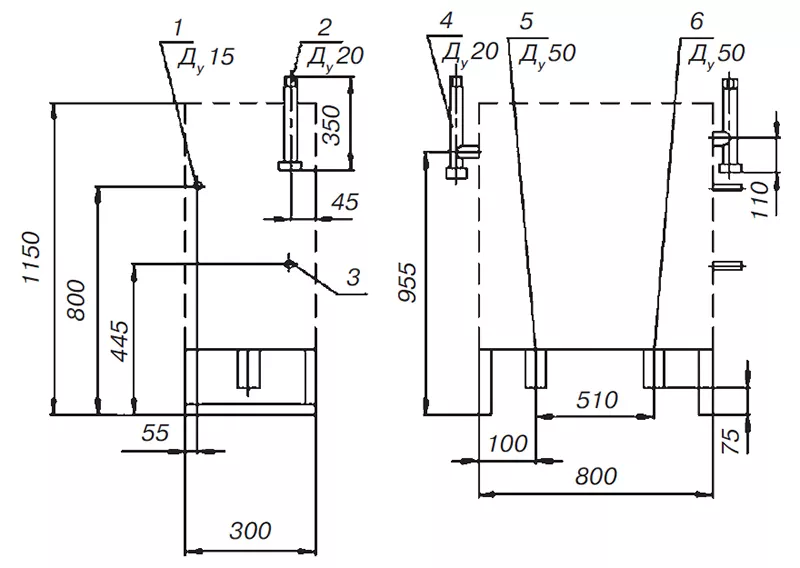 Габаритный чертеж газорегуляторной установки (ГРУ)